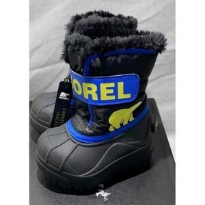 SOREL Toddler Snow Boots Size 4 Black Blue Waterproof Insulated Winter Boots NWT